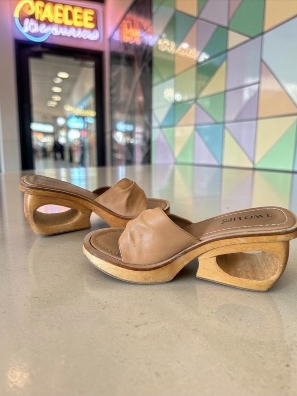 Vintage 1990’s Leather Wedge Sandals by Two Lips